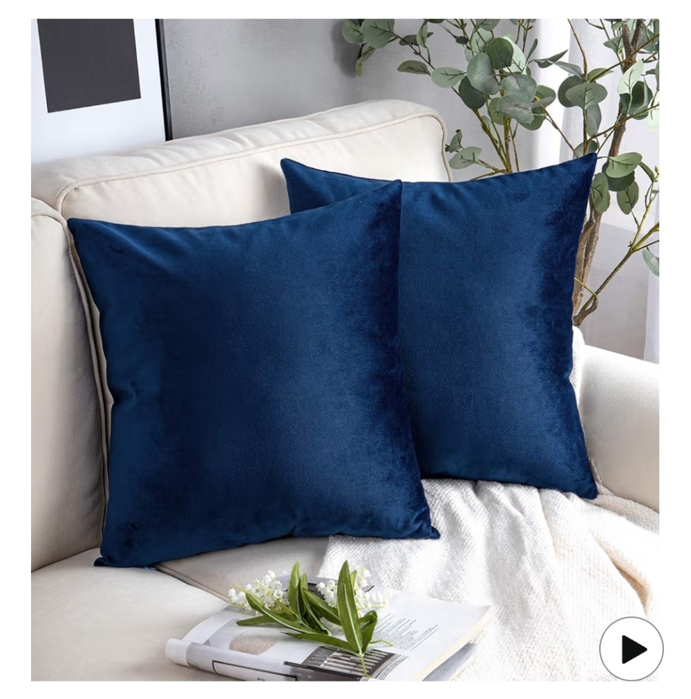 Phantoscope Velvet Navy Pillowcase Set 18"X18"